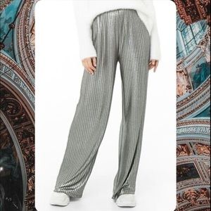 F21 Ribbed Metallic Wide Leg Pants